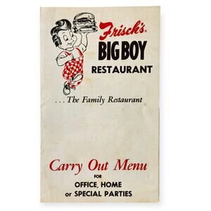 Frisch's Big Boy Restaurant Diner Carry Out Menu 1974 Souvenir MenuCincinnati OH